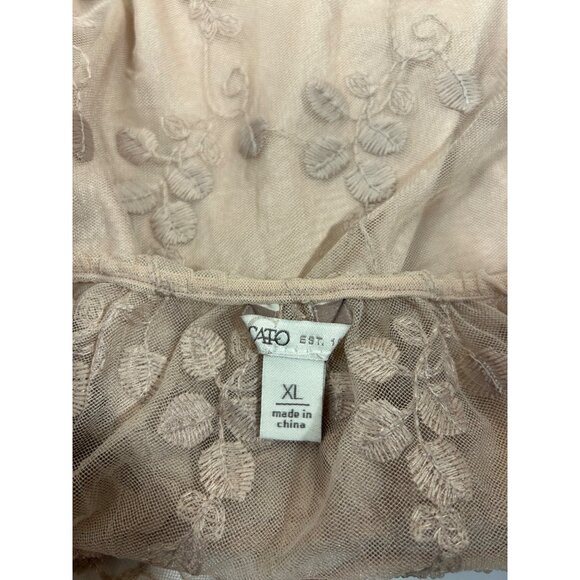 Cato XL Women's Pink Floral Lace Off-Shoulder Blouse - Picture 5 of 10